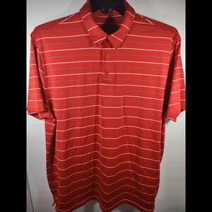Under Armour Loose Heatgear Men's Size XL Red Striped Polo